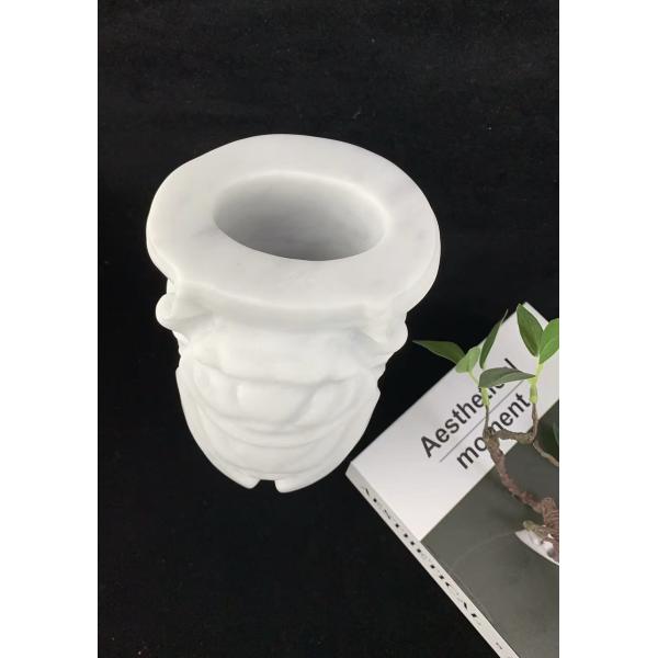 White Stone Flower Vase Polished Decorative With Waterproof Liners