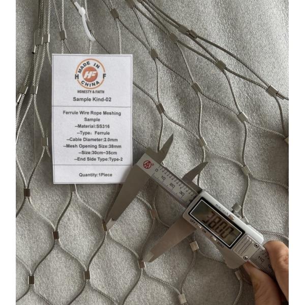 38m*38mm Hole Size 2.0mm Wire Diameter Flexible Wire Stainless Steel Cable Mesh For Zoo Animal