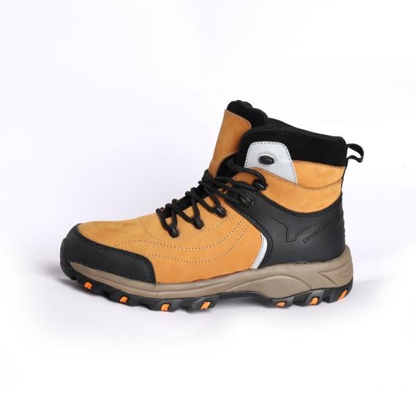 Shock-Proof Cement Safety Shoes with Leather Upper and Rubber EVA Sole Type Lace-up Closure Work Boots