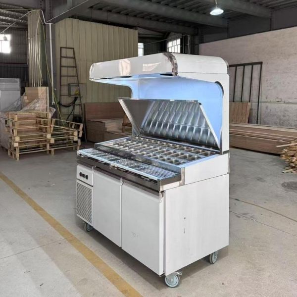 Stainless Steel 201 Pizza Prep Table Cooler 2 Doors Commercial With LED