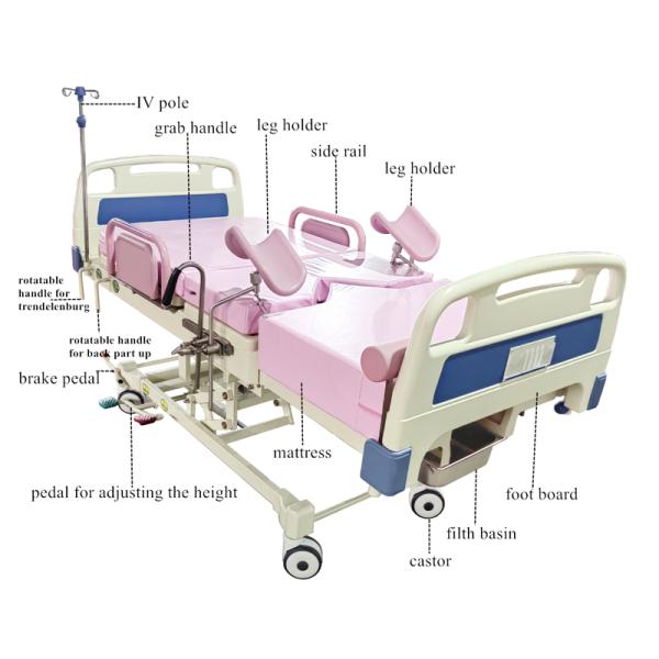 Ergonomic Hydraulic Birthing Bed For Labor & Delivery With Easy Foot-Pedal Control