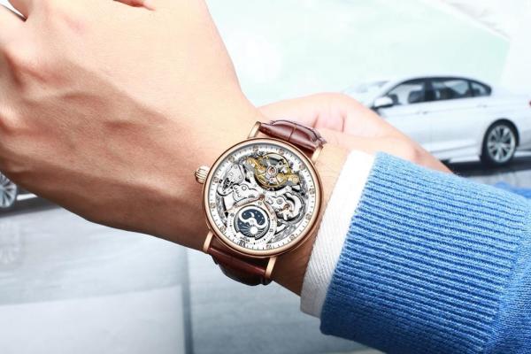 KINYUED Tourbillon  mechanical movement  waterproof wrist watches one year warranty