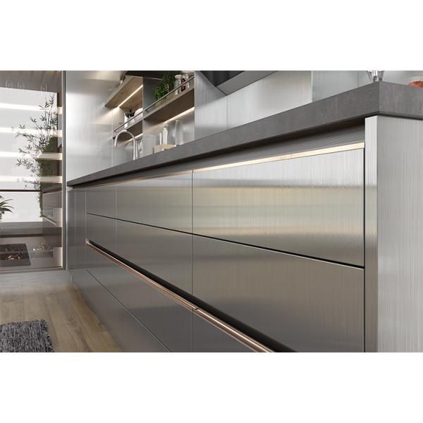 Gray Gloss Modular Stainless Steel Kitchen Cabinet Set Modern L Shaped