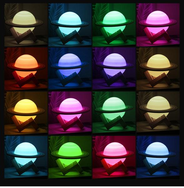 16 Colors LED Moon Lamp Lighting , 3D Printing USB Rechargeable Night Light