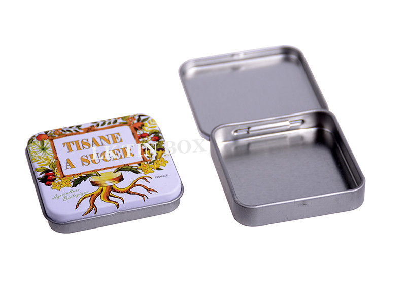 Rectangular Metal Tin Box With Window Hinge Gift Cards Packaging Small Metal Tins