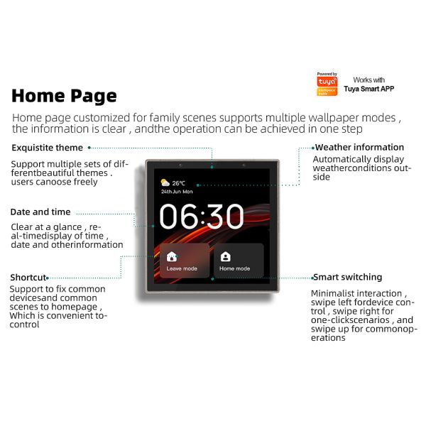 HD Multi Touch Smart Home Control Panel ZigBee Touch Screen 4 Inch 240V