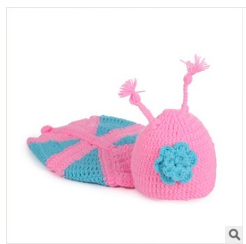 handmade pink butterfly  Baby Photography Prop  Crochet Hats  Crochet Knitted costume set