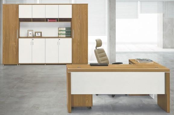 modern wood office manager L type table Foshan furniture in stock