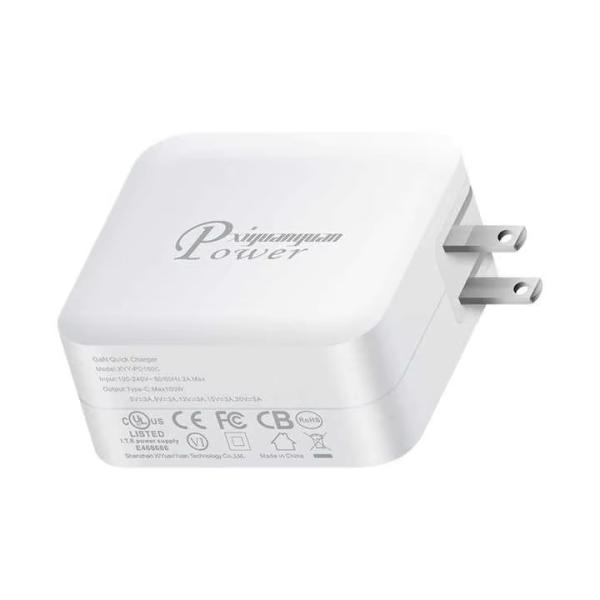 100W GaN Wall Charger with Dual USB-C and USB-A US Plug