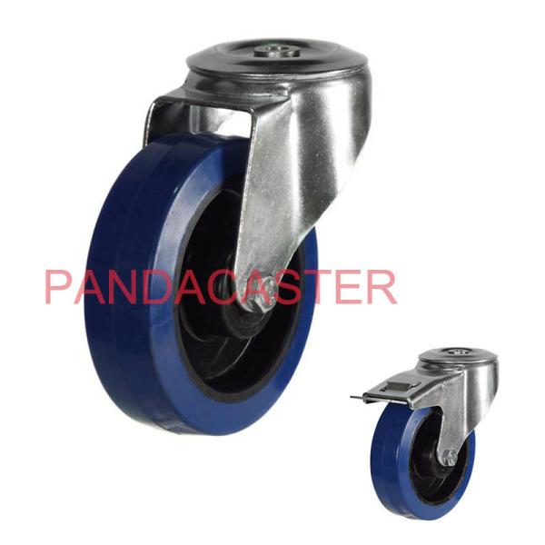 Bolt Hole Swivel Industrial Style Caster Wheels 125mm 5 Inch Blue