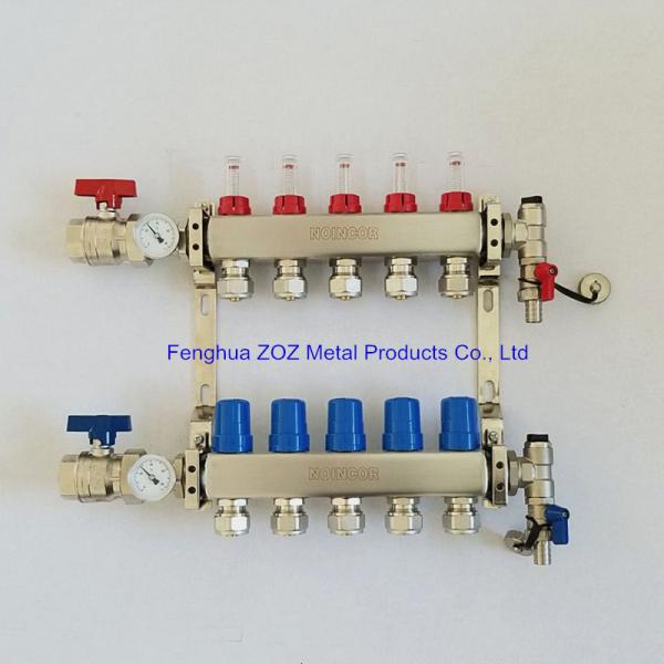 Manifold Ball Valve With Temperature Gauge , 1'' Ball Valves Pair and Temperature Gauge for Radiant Heating