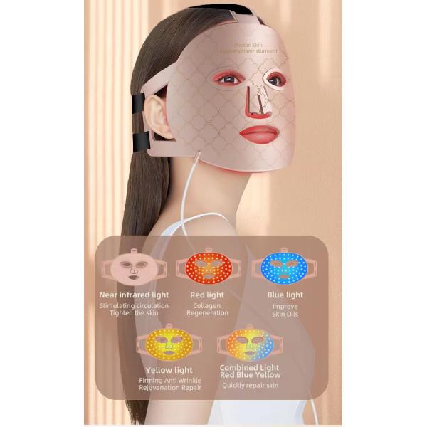 Mascarilla facial de luz LED roja eléctrica para el hogar, silicona, 7 colores, fototerapia LED