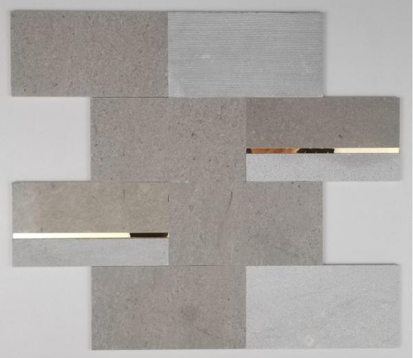 4mm Natural Stone Metal Decor Mosaic Tile 300x300mm