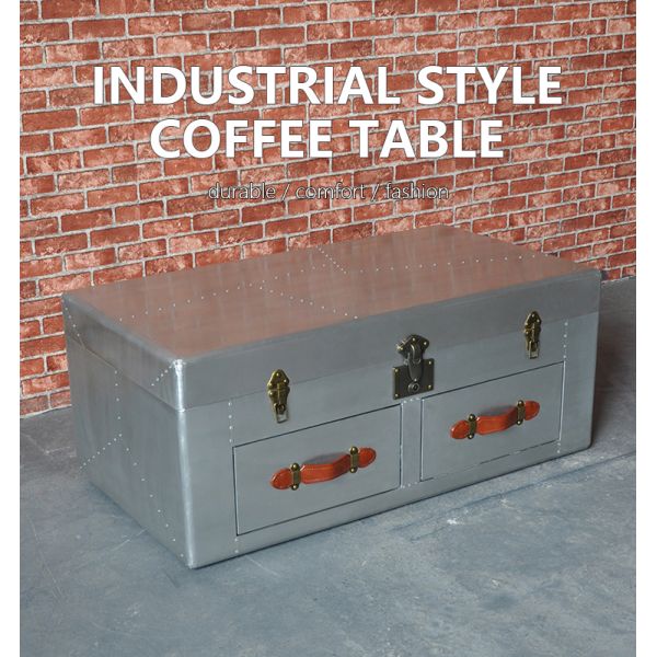 Nidea #8660 Retro Industrial Loft Style Aluminum Coffee Table Cabinet for Villas and Hotels Living Room