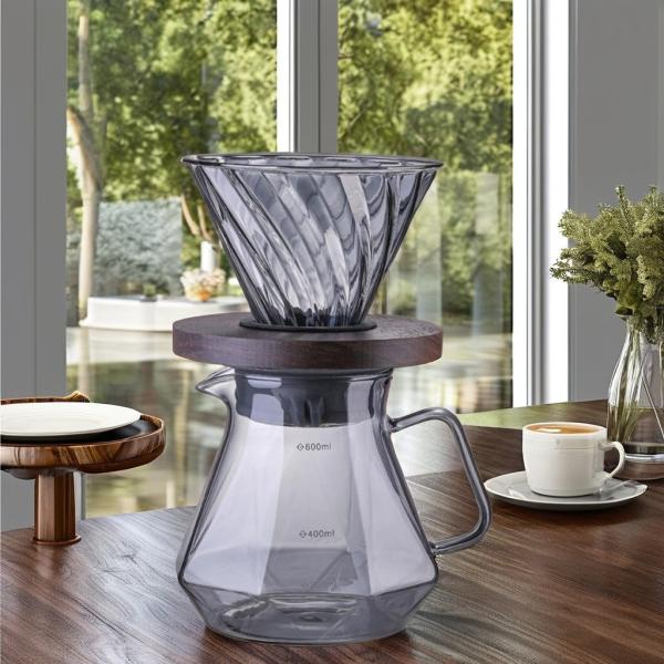 High Borosilicate Glass Espresso Pour over Server Heat-Resistant Filter Cup