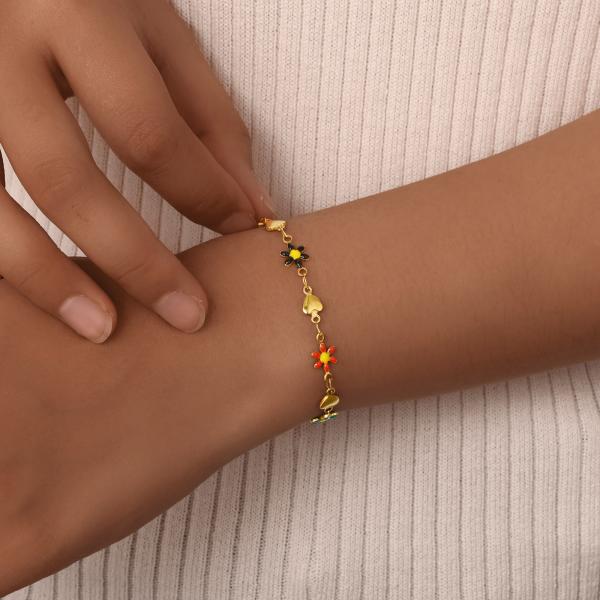 Brazaletes de oro de acero inoxidable para mujeres con encanto para venta al por mayor con incrustaciones de cristal colorido