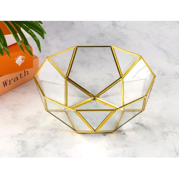 Japanese Style fruit Salad Bowl Nordic vintage design Brass geometric Phnom glass fruit basket bowl-shaped fruit bowl