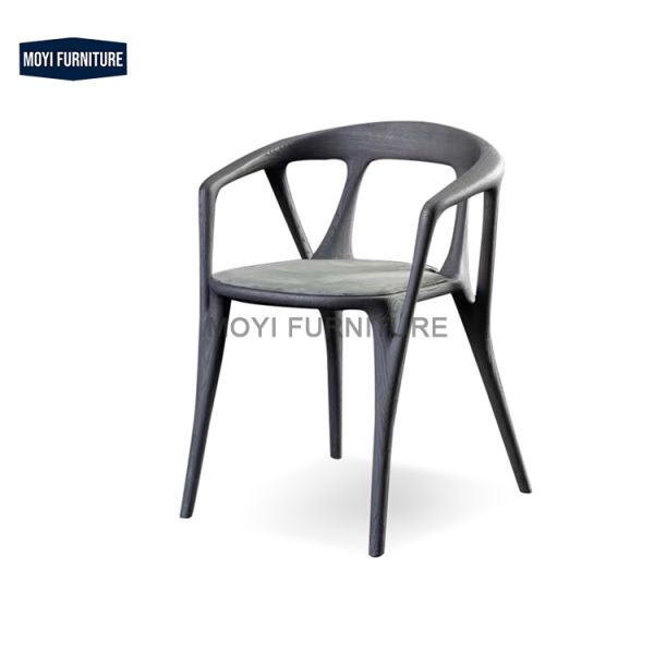 Mail Packing Custom Nordic Hotel Furniture Leather Fabric Seats Designer Modern Luxury Black Solid Wooden Dining Room Armrests Dining Chairs