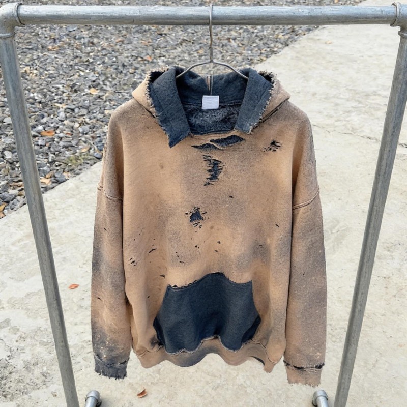 Custom French Terry 100% Cotton Oversized Vintage Acid Wash Ripped Distressed Hoodie Sun Faded Fleece Plus Size Sweatshirt Men