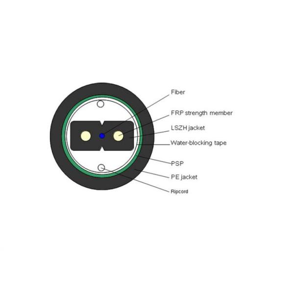 Indoor FTTH Drop Cable 1 Core Fiber Optic Cable With 2 Strength Member