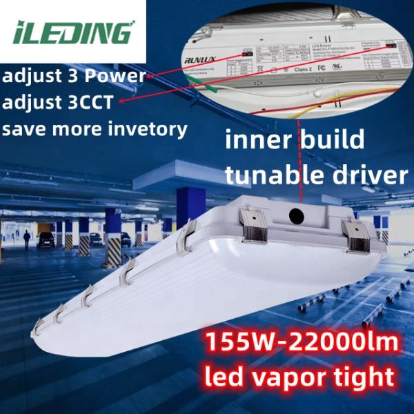 Garage 155W 4FT LED Vapor Tight Industry High Bay Light with 50000 Hours Working Time