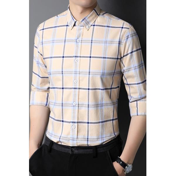 100% Cotton Plaid Western Fashionable Mens Shirts Half Long Sleeve Plus Size In Autumn