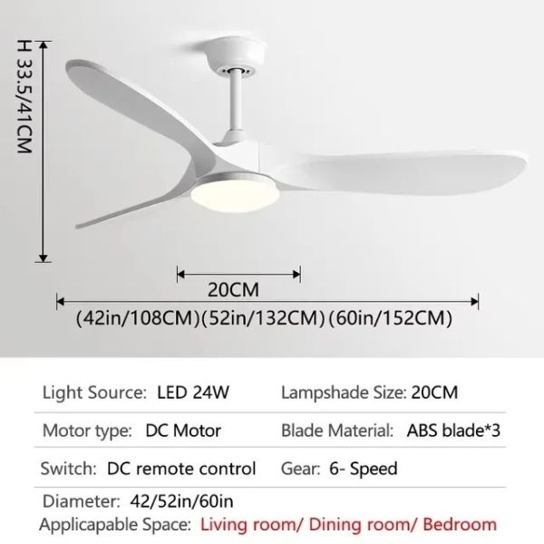Luxury Ceiling Fan Light Remote LED Electric Fan Light with glass lampshade metal Stealth Fan Light (WH-VLL-28)
