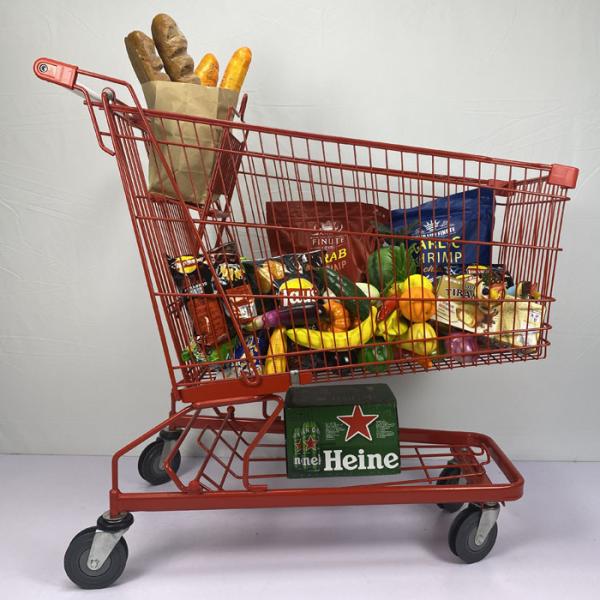 type asiatique chariot de capacité élevée d'épicerie générale 240L à achats en métal d'acier