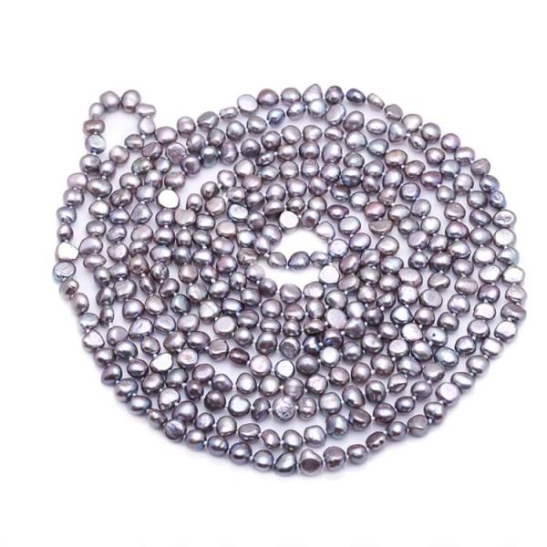 Gray 7-8mm Freshwater Cultured Potato Shape Pearls Necklace 100 inches (FN08283GRAY)