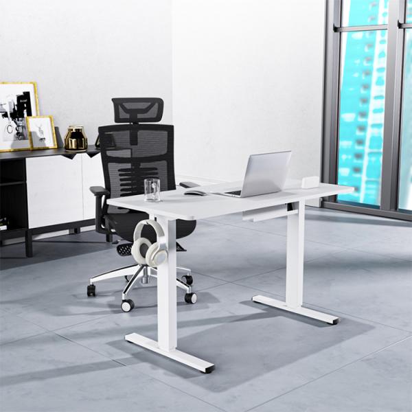 Electric Sit Standing Table White Wooden Home Office Desk 710 mm Adjustable Height