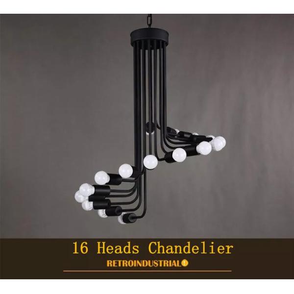 Black staircase shape vintage spiral wrought iron hotel chandelier(WH-CI-157)