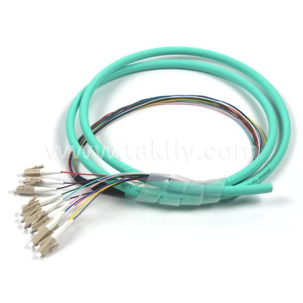 12 Core OM3 Fiber Optic Pigtail LSZH Jacket 0.9mm SC FC ST LC