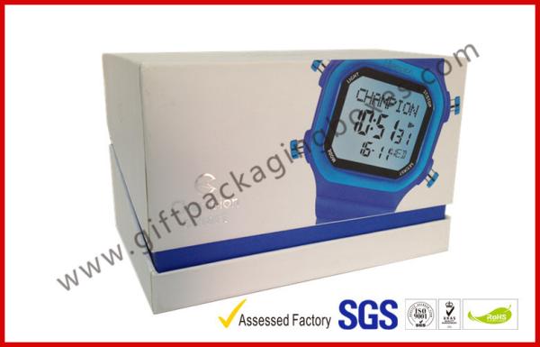 Offset Printing White Watch Apparel Gift Boxes Packaging , Hypotenuse Lid Boxes