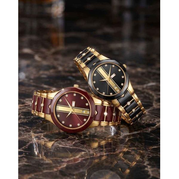 AuraCrest Duo Quartz Watch | Ceramic Couple Wholesale