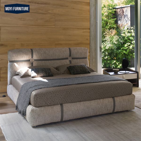 Home Furniture Bedroom Furniture Modern Elegant Italian Design Leather Upholstered Beds King Size Bed Frame Material Sponge