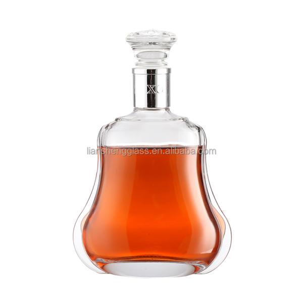 Unique Shape 500ml Glass Whisky Bottle with Clear Design and Crystal Glass Material