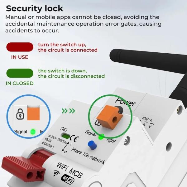 Glomarket Wifi Circuit Breaker Smart Switch Tuya Smart 1p 2p 3p 4p Smart Home System Electric Circuit 4P MCB Smart Breaker