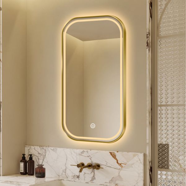 Kingstin Smart LED Bathroom Mirror Stainless Steel Dimmable Anti-Fog Touch Screen Wall Mirror Android Bluetooth Sensor