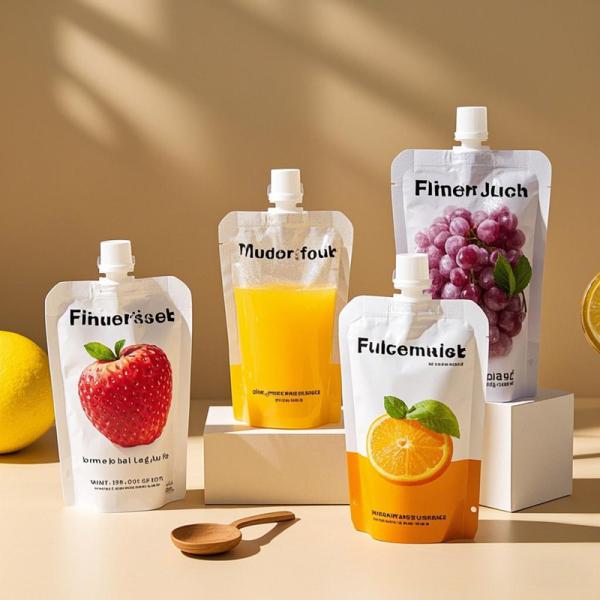 Custom Liquid Juice Packaging Stand Up Spout Pouches Doypack Bags