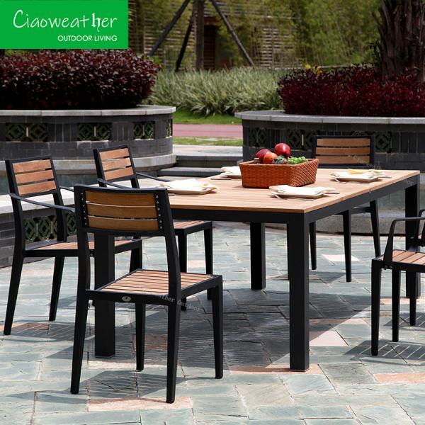 Outdoor Furniture Modern Teak Wood Dining Table And Chair Set Aluminum Patio Garden Set for Courtyard Design Style Modern