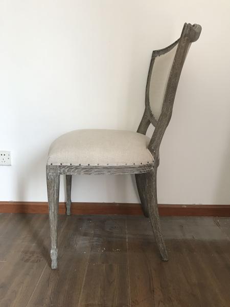 Classic vintage linen fabric dining chair special nice back event chair upholstery chair with nails