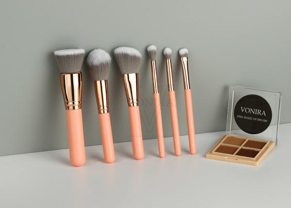 Exemplo de Mini Travel Makeup Brush Set Rosy Pink Color With Zipper da forma de Vonira