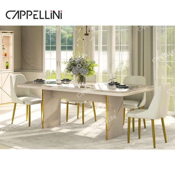 Современный дизайн столик 4 стульев набор 6 мест мебель дома гостиная роскошный мраморная сланцевая верхняя столика набор