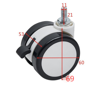 60mm Home Furniture Caster Threaded Stem Base Plate   Lockable Caster Wheel Office Small Bookshelf Bed Carbinet