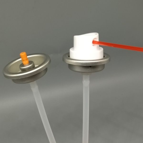 Válvula de aerosol tipo WD40 para aerosoles a base de disolventes y aceite