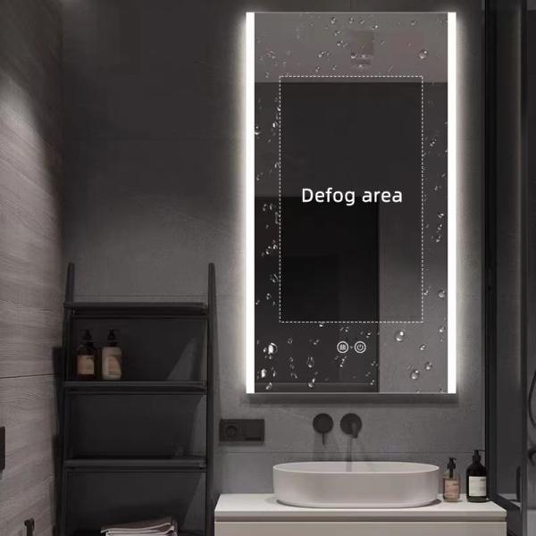 Smart LED Hotel Bathroom Vanity Mirrors Wall Mounted Frameless Defogger Dimmer