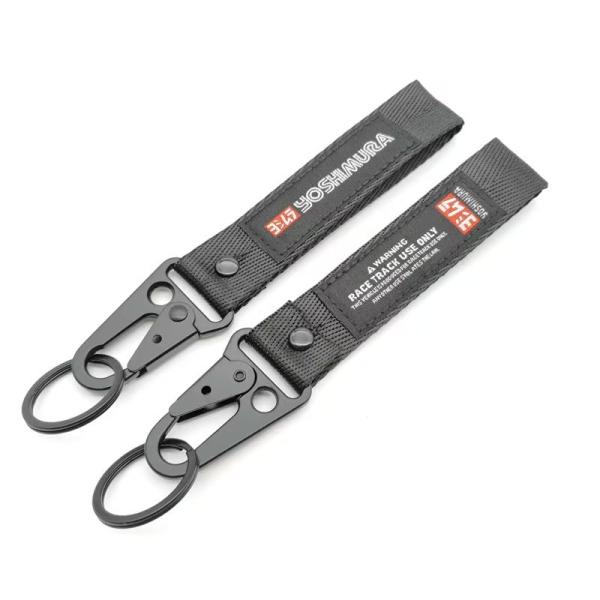 YOSHIMURA Racing Keychain - Cinturón de tejido táctico y gancho de metal con etiqueta de seguridad para la precisión del automovilismo