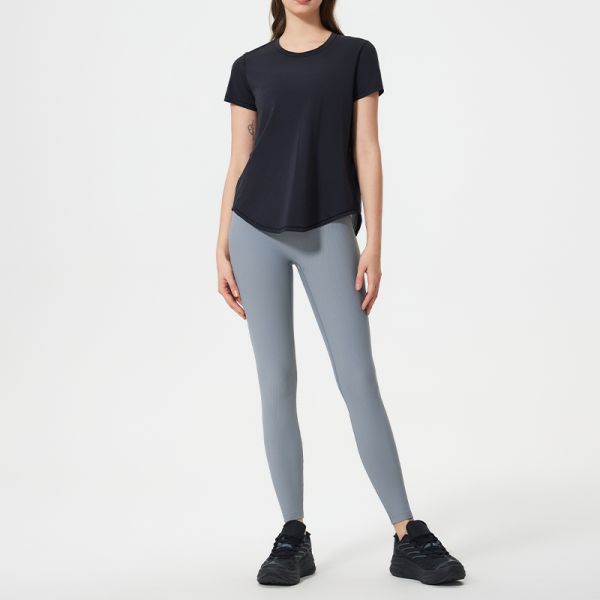 Quick Dry Short Sleeve Tee Yoga Activewear Breathable Lightweight for Outdoor Fitness