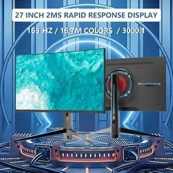 High Performance 27 Inch 2K Gaming Monitor RGB Lighting Wide Screen Curved Design with 165Hz Refresh Rate for Gamers