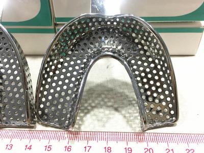 Front / Side Partial Orthodontic Impression Trays , Metal Dental Trays Perforated Size #1